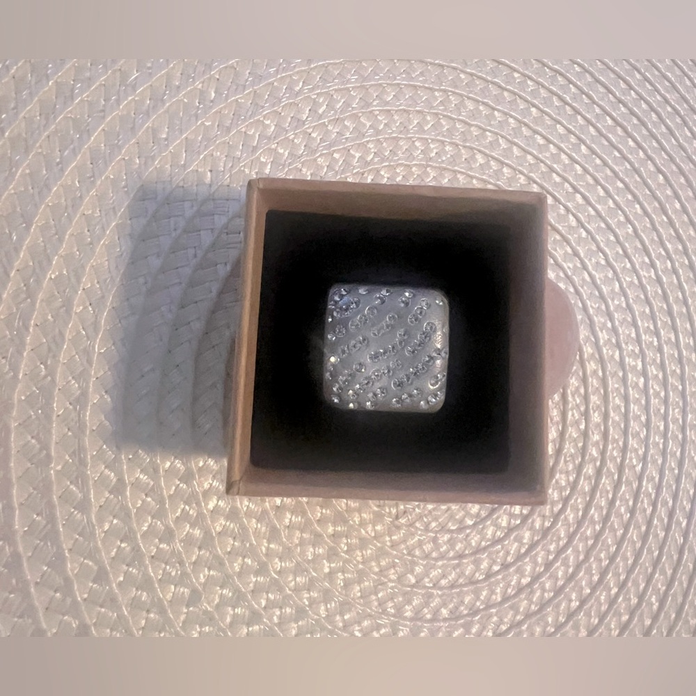 SOLD***Vintage .925 Thailand Silver Square Modernist Ring with CZ Stones